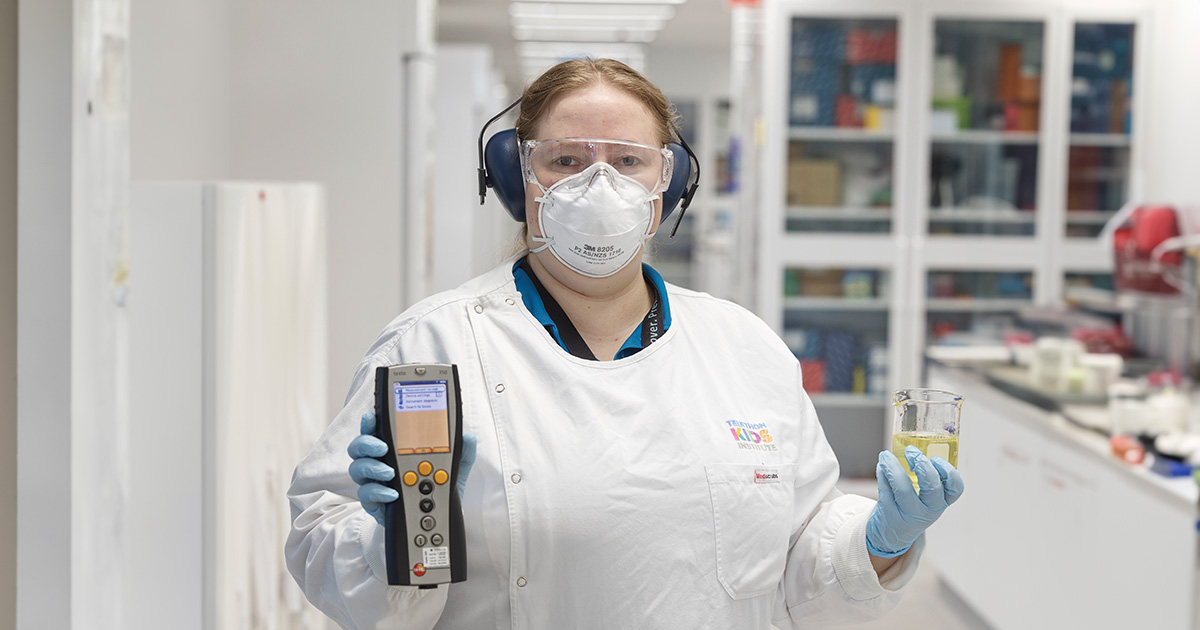 Katherine Landwehr in a lab